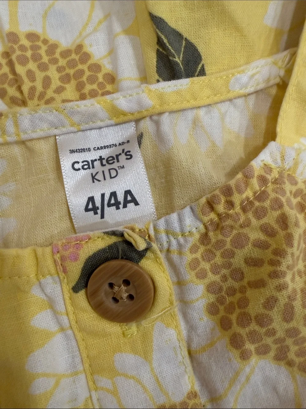 Carter's Yellow Sunflower Print Cotton Dress with Tie
